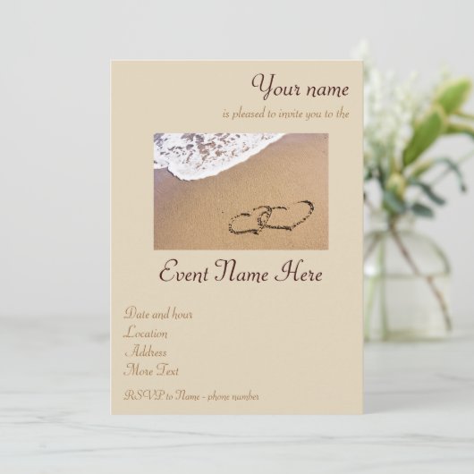 Twee harten in de zand kaart (Staand voorkant)