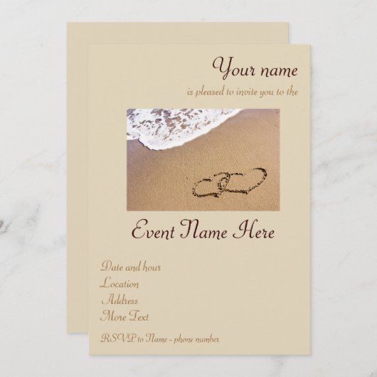 Twee harten in de zand kaart (Voorkant / Achterkant)