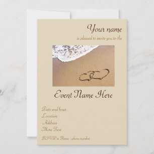 Twee harten in de zand kaart