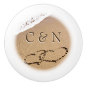 Twee harten in de zand keramische knop (Voorkant)