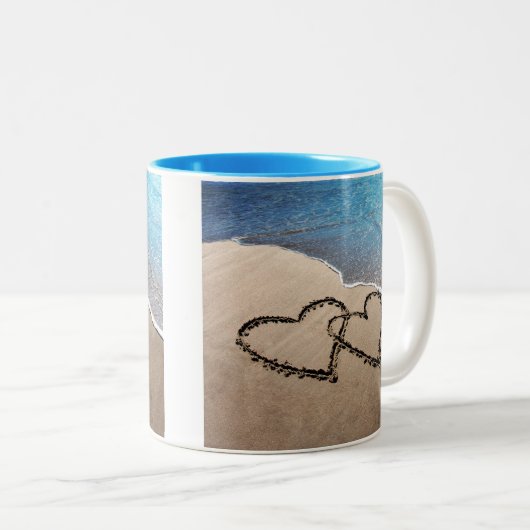 Twee harten in de zand Mok (Voorkant rechts)