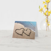 Twee harten in de zand-notarissen kaart (Gele Bloem)