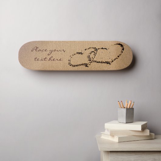 Twee harten in de zand persoonlijk skateboard (Muurkunst (Horizontaal))