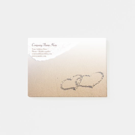 Twee harten in de zand post-it® notes (Voorkant)