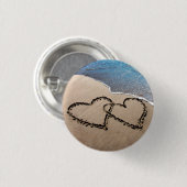Twee harten in de zand ronde button 3,2 cm (Voorkant /achterkant)