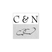 Twee harten in de zand rubberstempel (Afrduk)