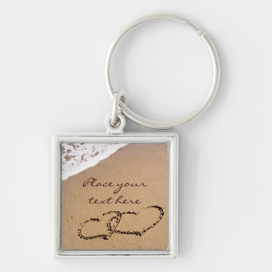 Twee harten in de zand sleutelhanger (Voorkant)