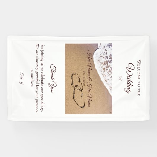 Twee harten in de zand spandoek (Horizontaal)