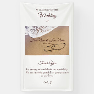 Twee harten in de zand spandoek