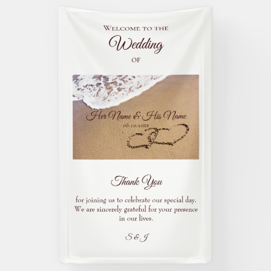 Twee harten in de zand spandoek (Verticaal)