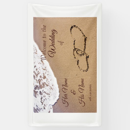 Twee harten in de zand spandoek (Verticaal)