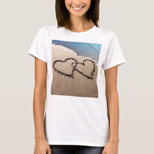 Twee harten in de zand t-shirt (Voorkant)