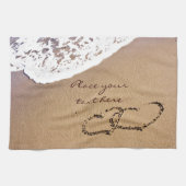 Twee harten in de zand theedoek (Horizontaal)