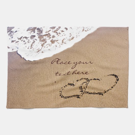 Twee harten in de zand theedoek (Horizontaal)