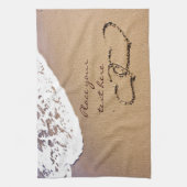 Twee harten in de zand theedoek (Verticaal)