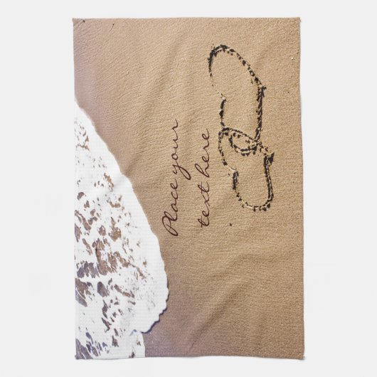 Twee harten in de zand theedoek (Verticaal)