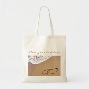 Twee harten in de zand tote bag