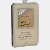 Twee harten in de zand verzilverd omlijst ornament (Rechts)