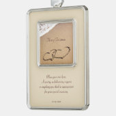 Twee harten in de zand verzilverd omlijst ornament (Links)