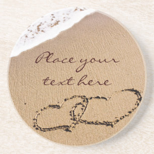 Twee harten in de zand zandsteen onderzetter