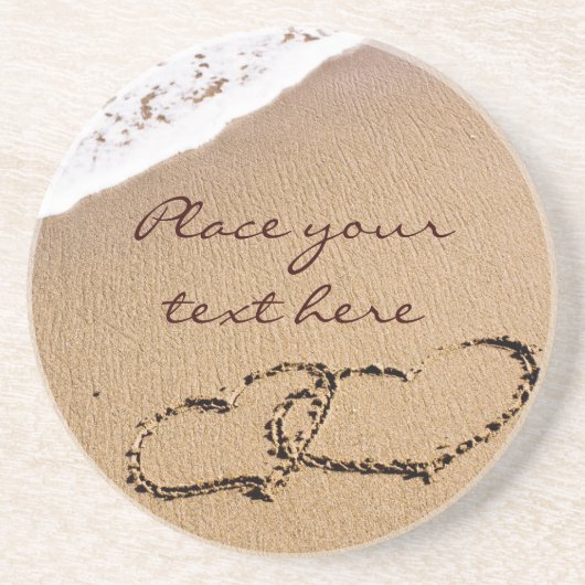 Twee harten in de zand zandsteen onderzetter (Voorkant)