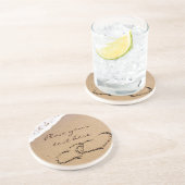 Twee harten in de zand zandsteen onderzetter (Zijkant)