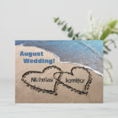 Twee harten in de zwitserse huwelijksuitnodiging kaart (Staand voorkant)