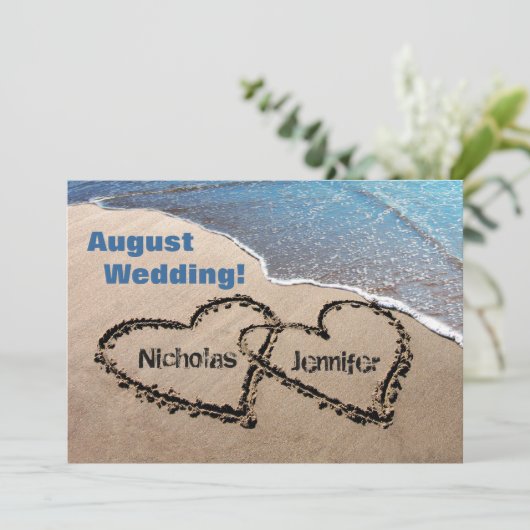 Twee harten in de zwitserse huwelijksuitnodiging kaart (Staand voorkant)