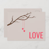 Twee harten in een ontwerp van de Valentijnse-lief Briefkaart (Voorkant / Achterkant)