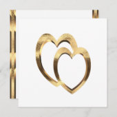 Twee harten in Faux Gold Verloving Invitation (Voorkant / Achterkant)