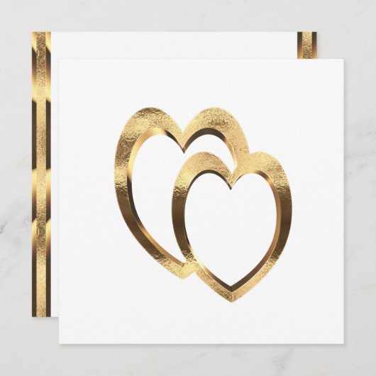 Twee harten in Faux Gold Verloving Invitation (Voorkant / Achterkant)