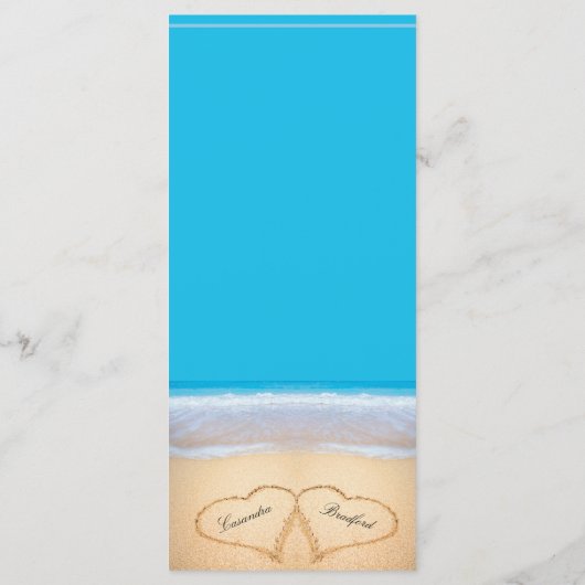 Twee harten in het menu Beach Wedding (Achterkant)
