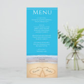 Twee harten in het menu Beach Wedding (Staand voorkant)