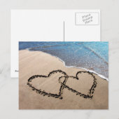 Twee harten in het Sand Beach Briefkaart (Voorkant / Achterkant)