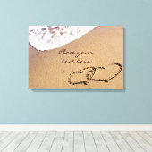 Twee harten in het zand canvas afdruk (Insitu (Houten vloer))