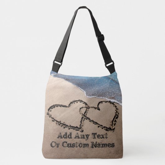 Twee harten in het zand Custom All Over Print Bag Crossbody Tas (Voorkant)