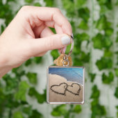 Twee harten in het zand-liefdesSleutelhanger Sleutelhanger (Hand)