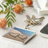 Twee harten in het zand-liefdesSleutelhanger Sleutelhanger (Zijkant)