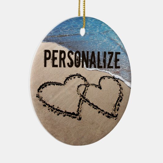 Twee harten in het zand Ornament (Rechts)