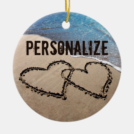 Twee harten in het zand Ornament (Voorkant)