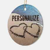 Twee harten in het zand Ornament (Links)