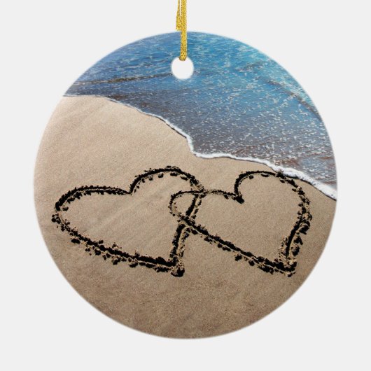 Twee harten in het zand Ornament (Achterkant)
