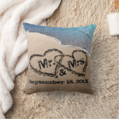 Twee harten in het zand strand bruiloft kussen (Deken)