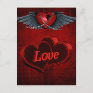 Twee harten in liefde briefkaart