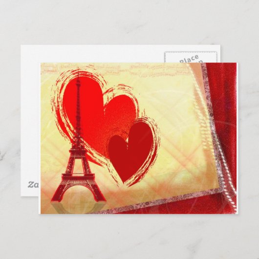 Twee harten in Parijs Briefkaart (Voorkant / Achterkant)