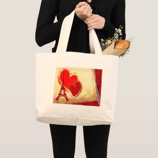 Twee harten in Parijs Grote Tote Bag (Voorkant (product))