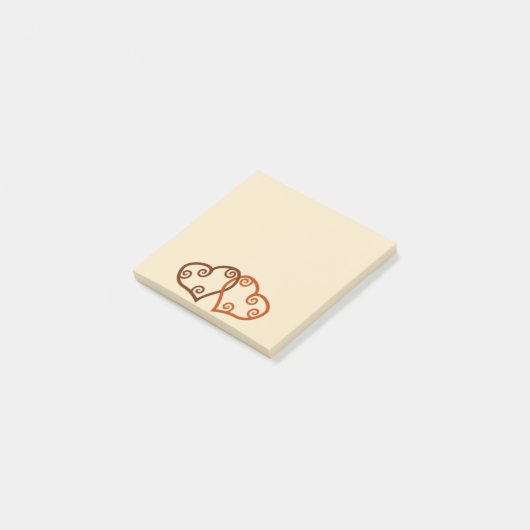 Twee harten ingewikkeld post-it® notes (Schuin)