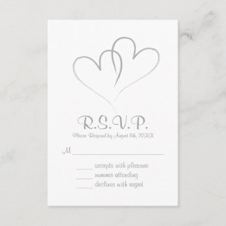 Twee harten intertwond Wedding RSVP-kaart RSVP Kaartje