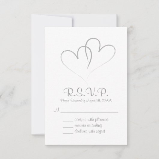 Twee harten intertwond Wedding RSVP-kaart RSVP Kaartje (Voorkant)