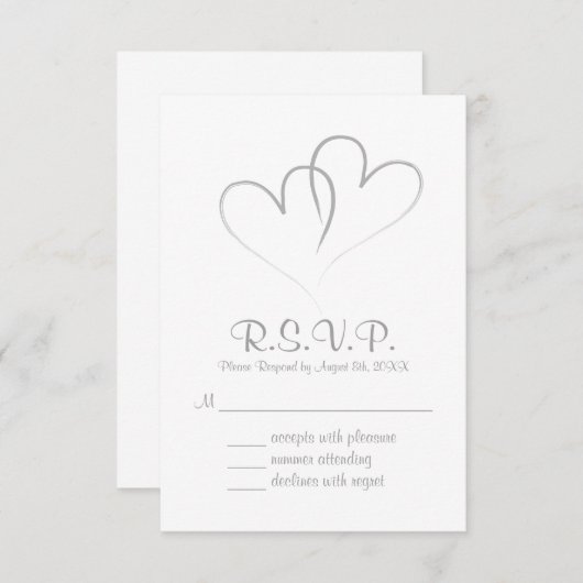 Twee harten intertwond Wedding RSVP-kaart RSVP Kaartje (Voorkant / Achterkant)